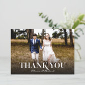 モダンなミニマリスト風の写真付き結婚式サンクスカード カード (スタンド正面)