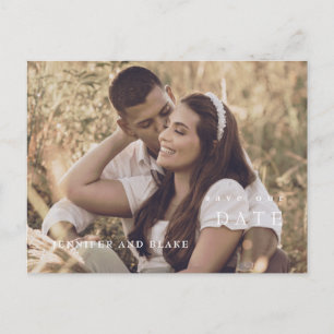 モダンなミニマリスト風の結婚式フォト・セーブ・ザ・デート ポストカード