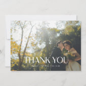 モダンなミニマリスト風の3枚の写真の結婚式 サンキューカード (正面)