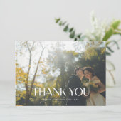 モダンなミニマリスト風の3枚の写真の結婚式 サンキューカード (スタンド正面)