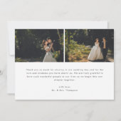 モダンなミニマリスト風の3枚の写真の結婚式 サンキューカード (裏面)