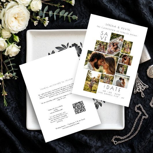 モダンなミニマリスト9枚写真の結婚式コラージュ TLW26 ノートカード