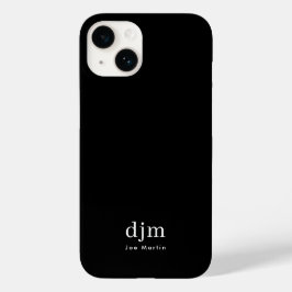 モダンなミニマリスト ブラック&ホワイト モノグラム 名前 Case-Mate iPhone 14ケース