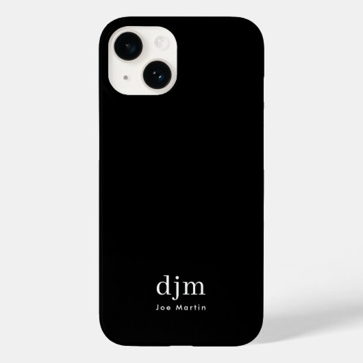 モダンなミニマリスト ブラック&ホワイト モノグラム 名前 Case-Mate iPhoneケース (裏面)