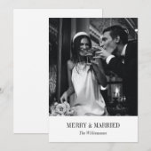 モダンなミニマリスト 結婚式 写真 高級クリスマス シーズンカード (正面/裏面)