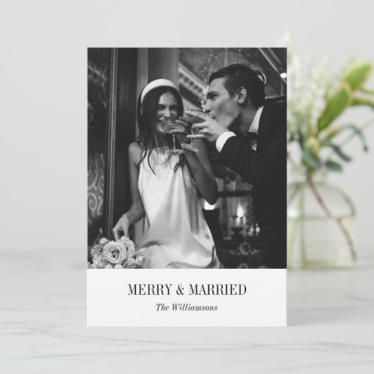 モダンなミニマリスト 結婚式 写真 高級クリスマス シーズンカード (スタンド正面)
