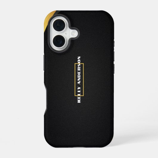 モダンなミニマリスト 黒と金のカスタムデザイン iPhone 16ケース (裏面)