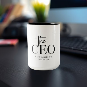 モダンなミニマリストCEO 個人名入り上司ギフト ツートーンマグカップ
