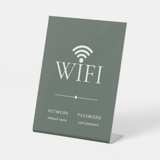 モダンなミニマリストWiFiネットワークパスワードサイン グリーン 台座サイン