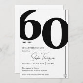 モダンなミニマルなブラック60歳の誕生日招待状 招待状 (正面/裏面)