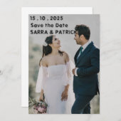 モダンなミニマルな黒と白の写真を使った結婚のご案内 招待状 (正面/裏面)