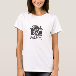 モダンなミニマルカメラロゴ Tシャツ