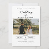 モダンなミニマルスクリプトの写真付き結婚式招待状 招待状 (正面)