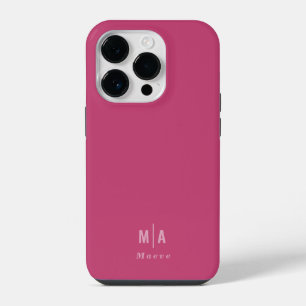 モダンなミニマルタイポグラフィのモノグラム フェミニン ピンク iPhone 14 PROケース
