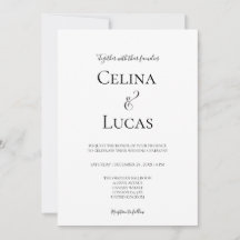 モダンなミニマルタイポグラフィーの黒と白の結婚式