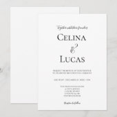 モダンなミニマルタイポグラフィーの黒と白の結婚式 招待状 (正面/裏面)