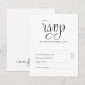 モダンなミニマルタイポグラフィ 黒と白の結婚式  出欠カード (正面/裏面)
