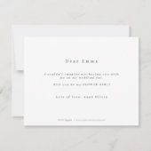 モダンなミニマルデザインのフラワーガールへのお願いスクリプト 招待状 (裏面)