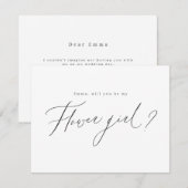 モダンなミニマルデザインのフラワーガールスクリプト 招待状 (正面/裏面)