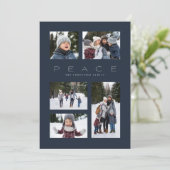 モダンなミニマルデザインの紺色のクリスマスカード 写真5枚 シーズンカード (スタンド正面)