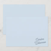 モダンなミニマルブルーの手書き風パーソナライズド文房具 ノートカード (正面/裏面)