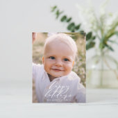 モダンなミニマル写真のクリスマス エレガントなホリデー シーズンポストカード (スタンド正面)