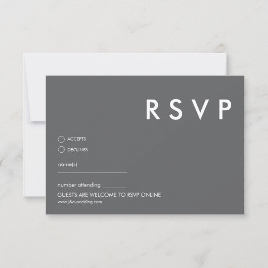 モダンなミニマル ウェディング RSVP カード (正面)