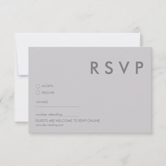 モダンなミニマル ウェディング RSVP カード (正面)