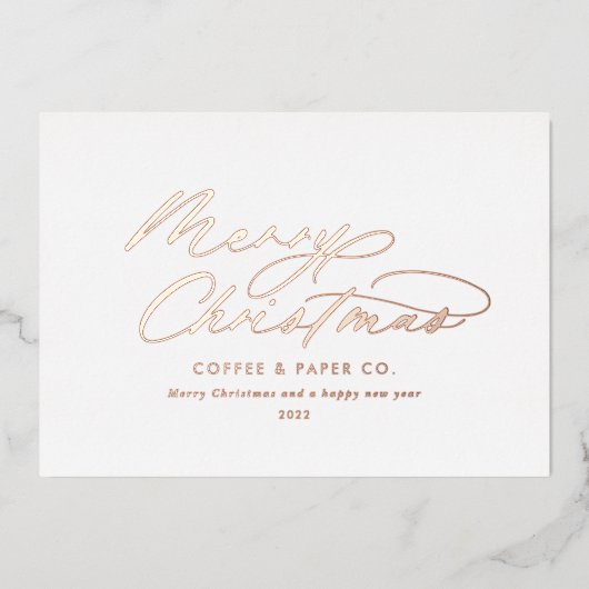 モダンなミニマル タイポグラフィのエレガントなスクリプト法人 箔シーズンカード (正面)