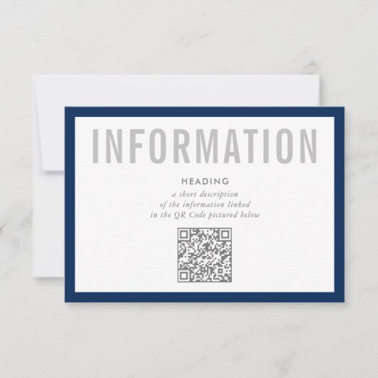 モダンなミニマルQRコード ネイビー INFORMATION INSERT 招待状 (正面)