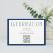 モダンなミニマルQRコード ネイビー INFORMATION INSERT 招待状 (スタンド正面)