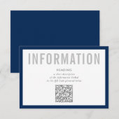 モダンなミニマルQRコード ネイビー INFORMATION INSERT 招待状 (正面/裏面)