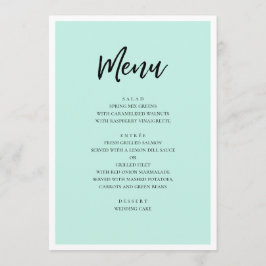 モダンなミントの結婚式。シンプルな手書き風フォント メニュー