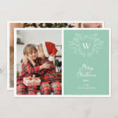 モダンなミントグリーンとホワイトのクラシックな crest 2枚の写真 シーズンカード (正面/裏面)