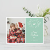 モダンなミントグリーンとホワイトのクラシックな crest 2枚の写真 シーズンカード (スタンド正面)