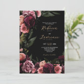 モダンなムーディーなピンクの花の結婚式 招待状 (スタンド正面)