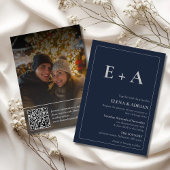 モダンなムーディーな写真のQRコード付き結婚式招待状 招待状