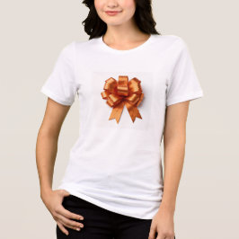 モダンなメタリックオレンジリボンとエレガントな紅葉 トライブレンドＴシャツ