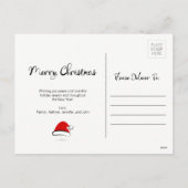 モダンなメリークリスマスのサンタの帽子の郵便はがき シーズンポストカード (裏面)