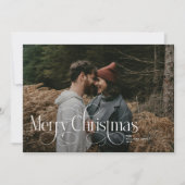 モダンなメリークリスマスのトレンドの写真家族 シーズンカード (正面)