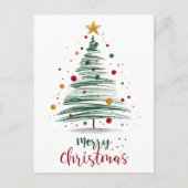 モダンなメリークリスマスの木のイラスト ポストカード (正面)