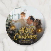 モダンなメリークリスマス家族写真 フェイバータグ (正面)