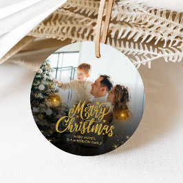 モダンなメリークリスマス家族写真 フェイバータグ