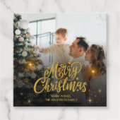 モダンなメリークリスマス家族写真 フェイバータグ (正面)