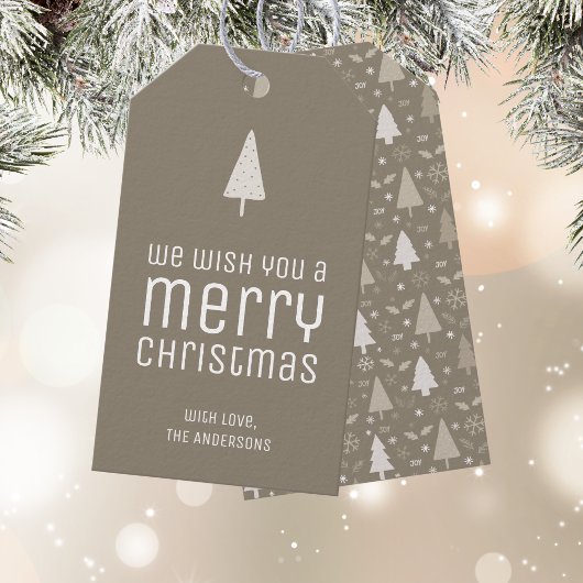 モダンなメリークリスマス・タープの名入れ ギフトタグ