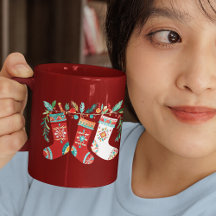 モダンなメリークリスマス ボホストッキンクス コーヒーマグ