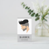 モダンなメンズヘアスタイルのイラスト グレー バーバー 名刺 (スタンド正面)