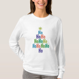 モダンなメンズ・レディースのホー・ホー・ホー クリスマスツリー Tシャツ