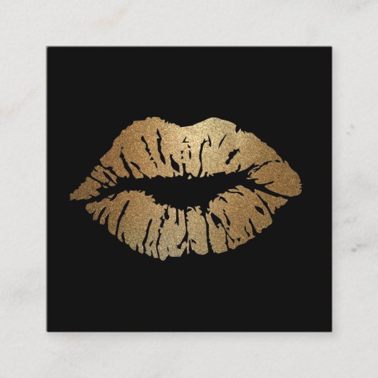 モダンなメーキャップアーティストの金ゴールドの唇 スクエア名刺 (正面)
