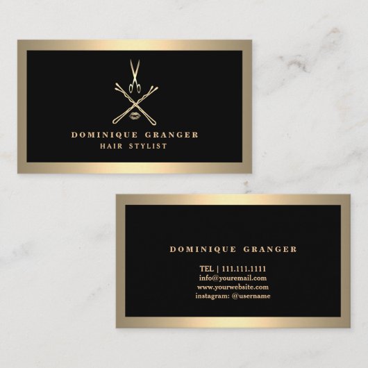 モダンなメーキャップアーティスト及び美容師のサロン 名刺 (正面/裏面)
